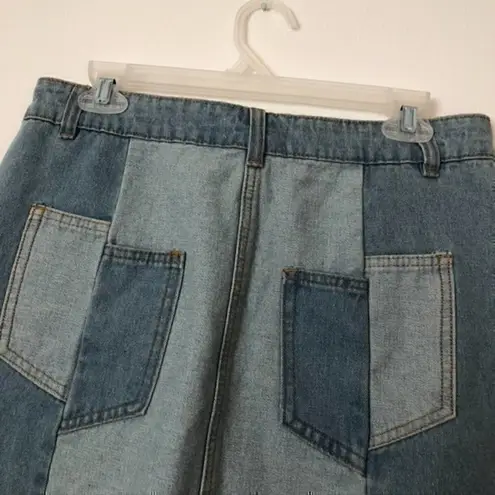 Chelsea and Violet NEW NWT CHELSEA VIOLET Patchwork Denim Jean Mini Light Wash Cotton Etc Skirt 27