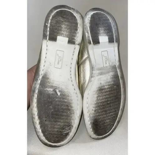J Crew AJ825 Woman's Size 8 Gold Metallic Leather‎ Traditional Boat Shoes