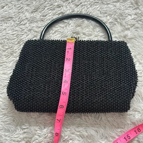 Black Vintage Plastic candy Dot Gold Purse beaded Retro Handbag 1960s Hand Bag