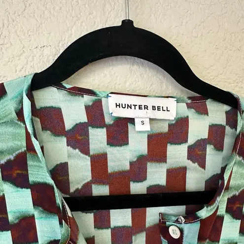 Hunter Bell Subway Tile Finley 3/4 Sleeve Silk Blouse Size Small