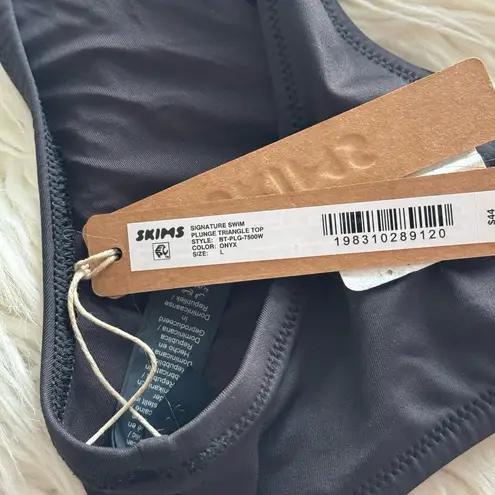 SKIMS Swim Plunge Triangle Bikini Top Onyx Size Large