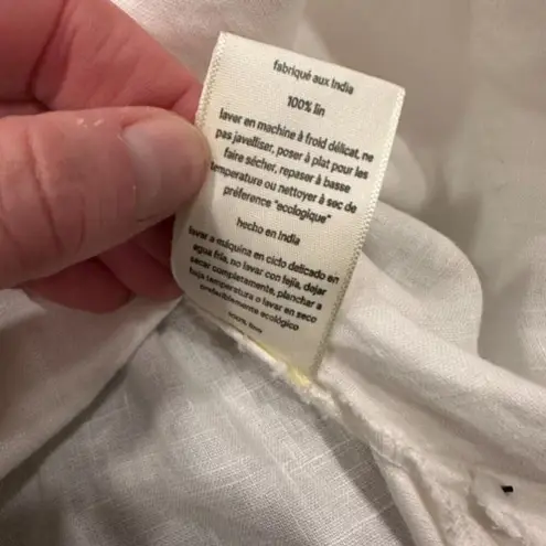 Mara Hoffman Swim Women's Linen Puff Sleeve V Neck Wrap Mini Dress White Large