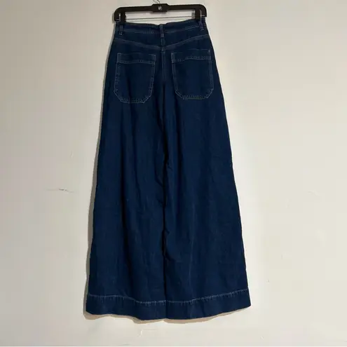 Me+Em Pleated Mid Rise Wide Leg Soft Denim Jeans Dark Wash Size 2 Blue