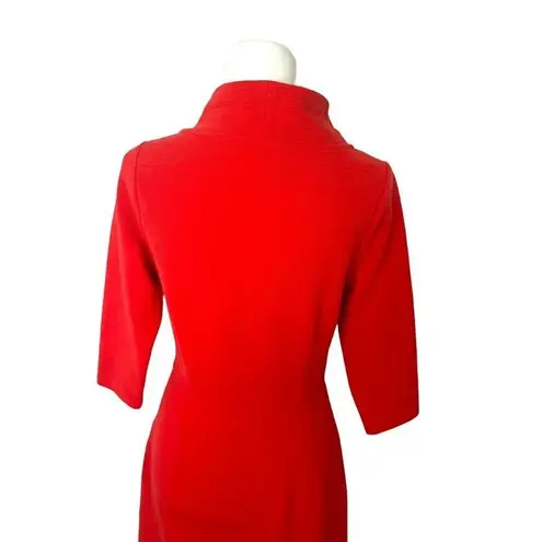 Boden Zoe Red Pepper Ponte Knit Funnel Cowl Mock Neck Sheath Dress Womens 8L Size 8