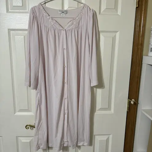 EUC‎ Vintage Miss Elaine Pink Floral Trim Nightgown Nice 39” Long