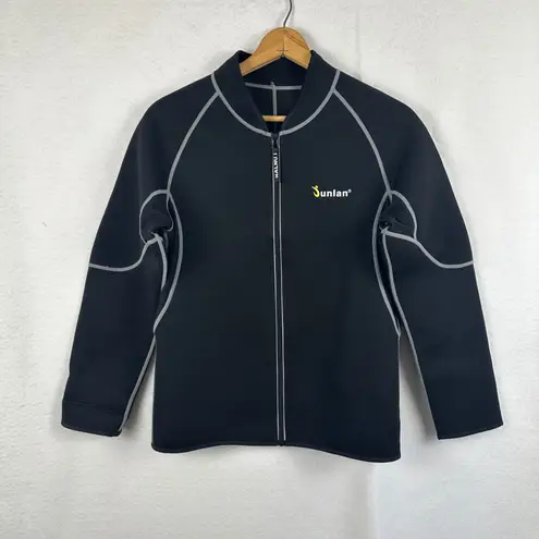 Sunlan Neoprene Jacket Black Gray Trim Full Zip Activewear Women's XL