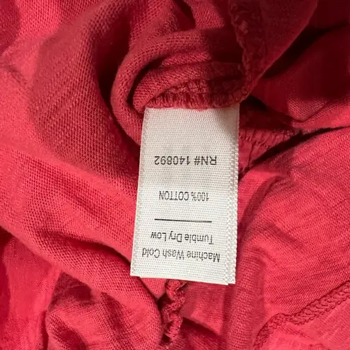 Marine layer Christiana Knit Long Sleeve Shirred Cotton Top Berry Peplum Peasant