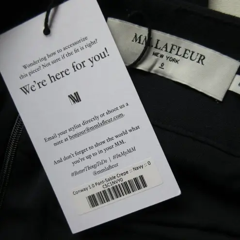 MM.LaFleur NWT Conway 1.0 in Navy Blue Sable Crepe Draped Wide Leg Pants 0