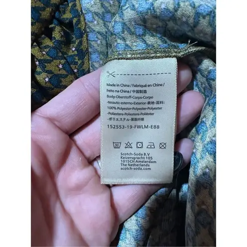 Scotch & Soda Maison Scotch Atelier No 2 Amsterdam green geometric long sleeve t