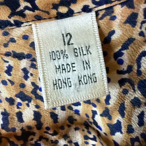 Ellen Tracy Linda Allard for Silk Blouse Top Button Down Size 12 Pockets