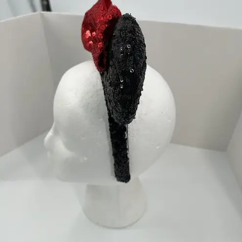 Disney  Parks Minnie Mouse Ears Hat Headband Black Sequins Red Sequins Bow