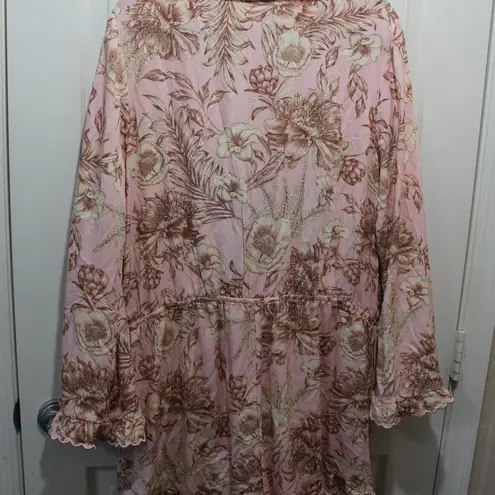 Agua Bendita Boho Romantic Floral Print Flare Sleeve Romper - XXL