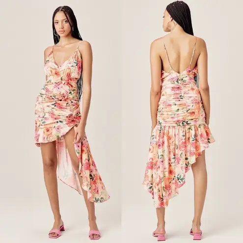 For Love & Lemons  Versilla Floral Satin Hi-Lo Dress XS NWT