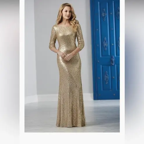 Christina Wu Rose Gold Sequin Formal Gown Evening Dress Party 2
