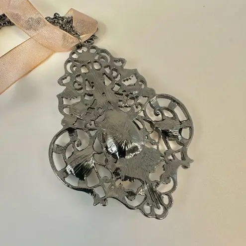 Edwardian style teardrop rhinestone pendant necklace