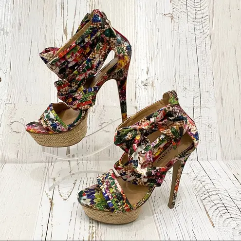 Zigi Soho “Khloe” Floral Platform Heels Sandals 6