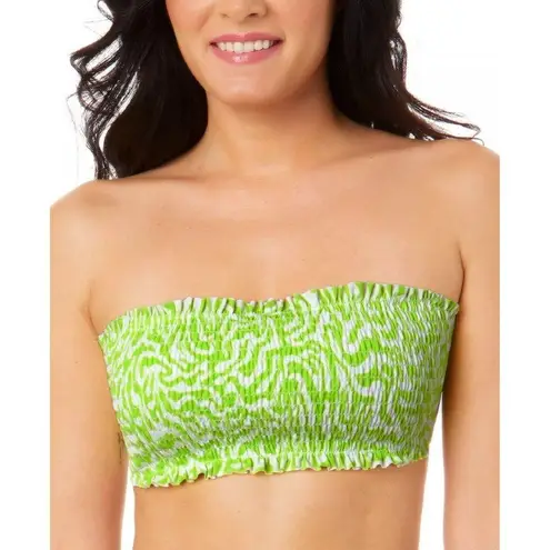 Salt + Cove Smocked Bikini Swim Top Removable Straps Lime Green White XS Size undefined