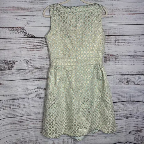 Lauren Ralph Lauren Cocktail Dress Brocade Metallic Tiffany Blue & Gold 12