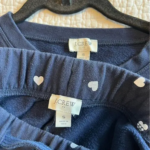 J.Crew  Women’s Blue White Heart Matching Sweat Set Small