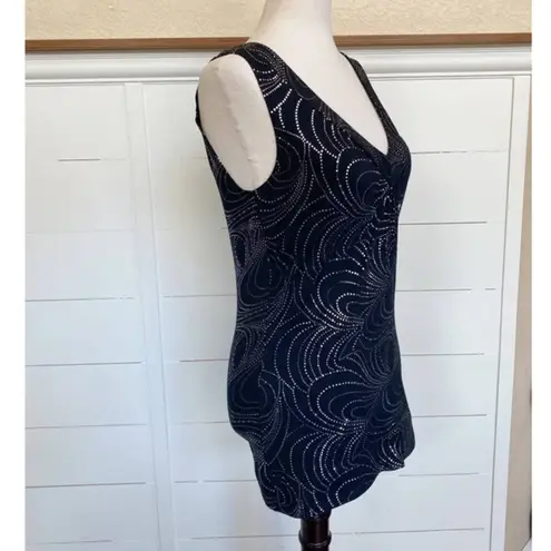 EXPRESS  Glam Black & Silver Shimmer Sparkly‎ Tunic Tank Stretch Blouse -S NWT
