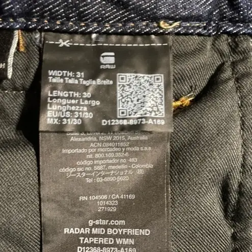 G-star Raw Radar Mid Boyfriend Tapered Jeans in Dark Aged Antic Ripped Blue 31