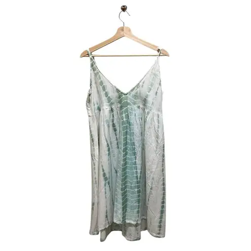 Attic Salt Tie Dye Babydoll Flax Sun Dress Green Size L Beach Boho Summer Cute Size L
