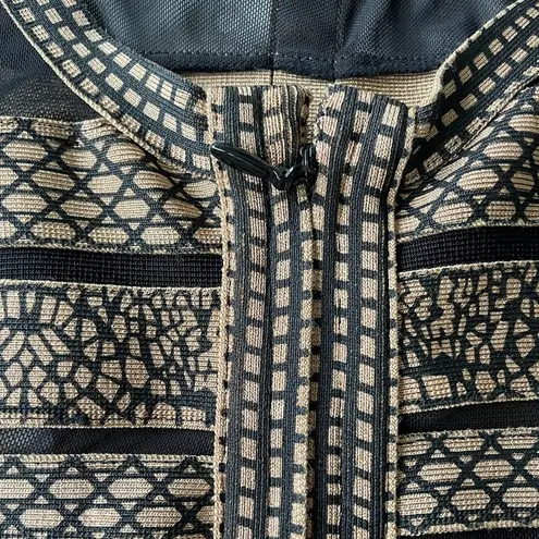 Pookie & Sebastian NWT Sonja Mesh Stripes Bandage Bodycon Dress Beige Size Large