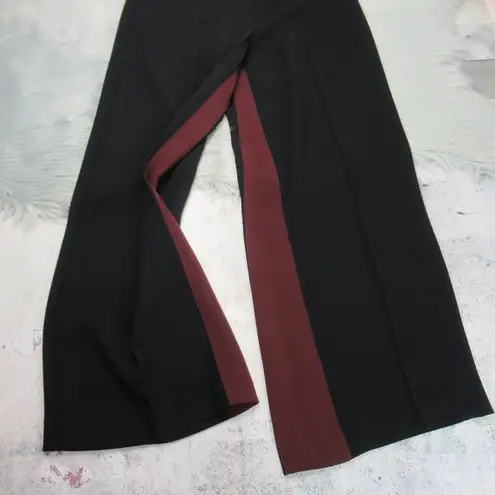 PURE COLLECTION Wide Leg High Rise Contrast Stripe Black Maroon Trousers Size 6