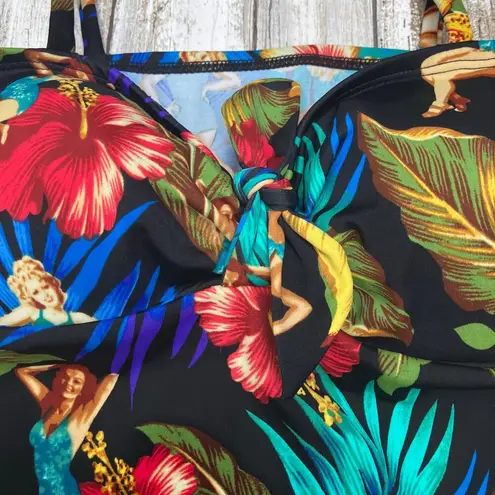 Kathy Ireland VTG One Piece Swimsuit Med Deadstock Floral Tropical Beach Resort