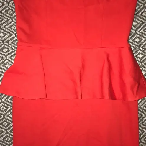 Alice + Olivia  Georgina Peplum Mini Dress Employed Red Bodycon Flare Ruffle Zip