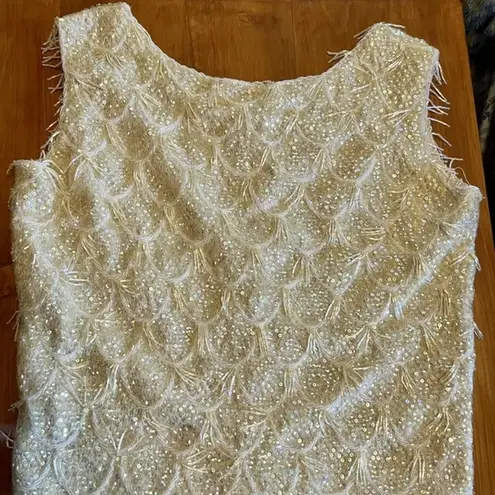 Kenzar Hong Kong Flapper Sleeveless Top Sequins Vintage Beaded Tassels Size 36