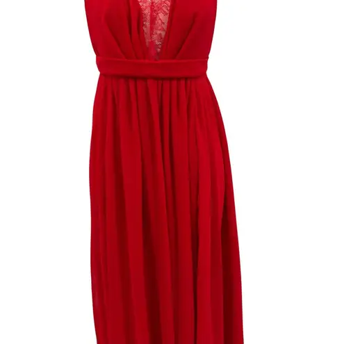 Michael Costello x Revolve Justin Gown Red Maxi Lace Slit Size Large
