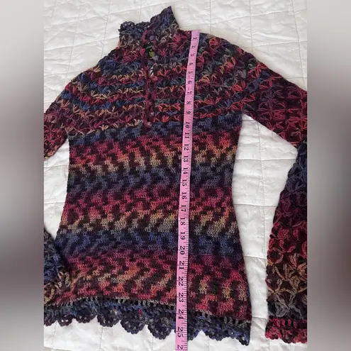 Vintage Colorful Gradient Crochet Open Knit Long Sleeve Sweater Y2K 70s