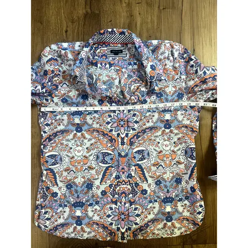 Talbots  Women't Royal Paisley Preppy Classic Button Down Cotton Shirt S M