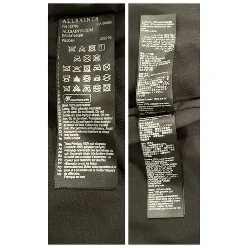 ALLSAINTS Dalby Slim Fit Leather Biker Jacket Size US/4