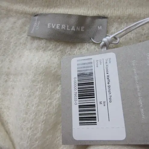 Everlane NWT  The Alpaca Waffle-Stitch Polo Sweater in Snow Pullover M