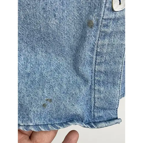 Vintage Teddi Denim Blouse Small Embroidered Hummingbirds Flowers Prairie Flaw Blue