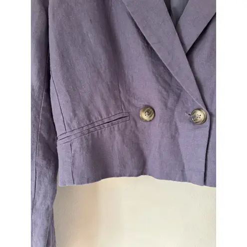 Jason Wu Linen Blend Lilac Purple Double Breasted Cropped Blazer Jacket Small