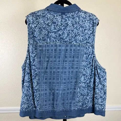 Plus Size Chambray Boho Layering Vest 2X Fall Casual Weekend Easy Outfit Topper Blue