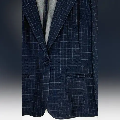 Liverpool LOS ANGELES Navy Windowpane Plaid One Button Blazer Jacket Women’s M