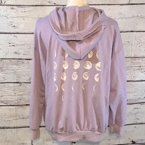 The Moon Sweatshirt Pullover Hoodie Purple w Phases-Large