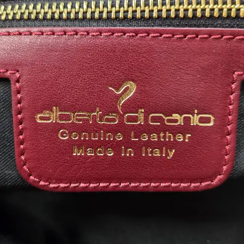 Alberto Di Canio Burgundy Leather Travel Tote Bag Made in Italy Large Weekender Red