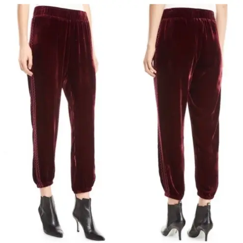 Johnny Was • Aurora velvet joggers Das maroon wine silk cropped pant burgundy