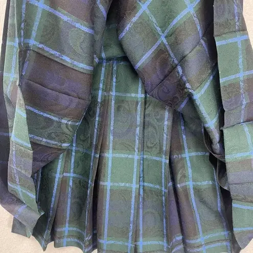Pendleton Vest Skirt Set Womens 6 Green Blue Plaid Wool Petite Pleated Made USA