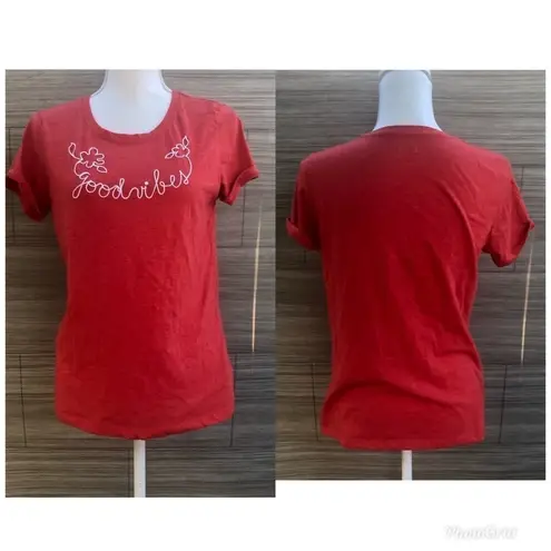 Goodvibes Embroidered Tshirt Size Medium Orange
