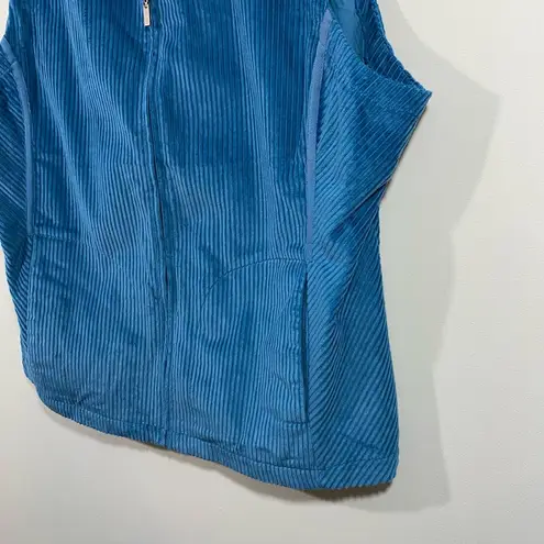 The Vermont Country Store Women's Blue Corduroy Full Zip Vest Size 2X