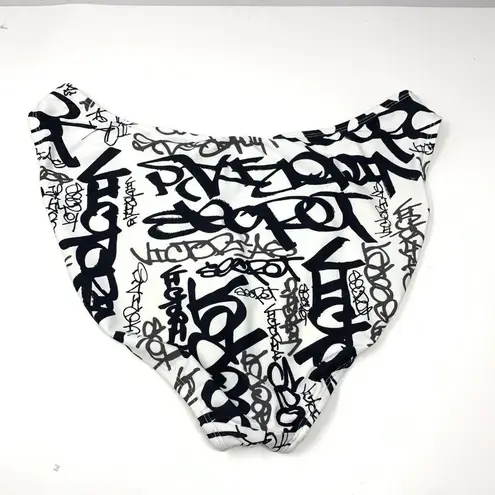 Victoria's Secret  Women Size XL Black White Graffiti High Waist Bikini Bottom