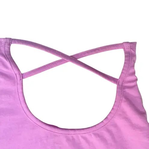 destined Short Sleeve Casual Summer Crew Neck Strappy Cropped Top Pink Medium