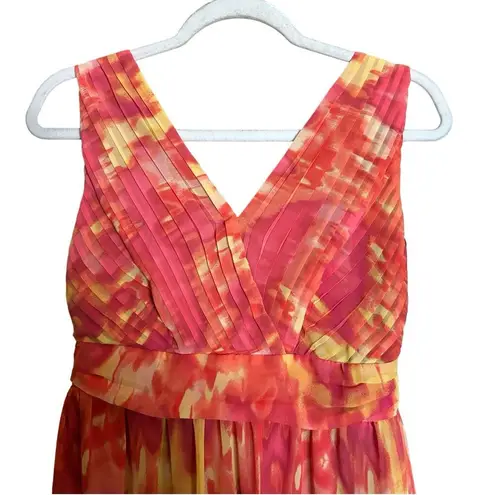 Apt. 9  Dress Womens 16 Multicolor Artsy Print Sleeveless Pleated Fit Flare Midi