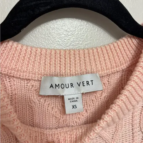 Amour Vert 100% Wool Cable Knit Sweater in Blush Pink - Size XS